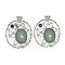 Natural Green Aventurine Oval Pendants, Rack Plating Antique Silver Plated Brass Pave Rhinestone Oval Charms, Cadmium Free & Lead Free, 45x35x8mm, Hole: 3.5mm