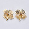Brass Cubic Zirconia Pendants, Nickel Free, Clover, Real 18K Gold Plated, Filigree Findings, 24.5x23x5.5mm, Hole: 1.4mm