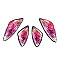 Transparent Resin Wing Pendants Set, with Gold Foil, Butterfly Wing Charms, Deep Pink, 29.5~39.5x14.5x2.5mm, Hole: 0.8mm, 2 pairs/set