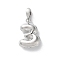 Brass Pendants, Number Charms, Rack Plating, Long-Lasting Plated, Lead Free & Cadmium Free, Platinum, 14.5x10.5x3.5mm, Hole: 4x2.5mm