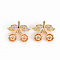 Brass Micro Pave Clear Cubic Zirconia Peg Bails, for Half Drilled Bead, Nickel Free, Flower, Real 18K Gold Plated, 16x17.5x5mm, Pin: 0.7mm