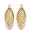 Brass Pendants, Hollow, Horse Eye, Nickel Free, Real 18K Gold Plated, 24.5x9x7mm, Hole: 1.6mm