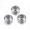 201 Stainless Steel Beads, with Rubber Inside, Slider Beads, Rondelle, Stainless Steel Color, 8x4mm, Hole: 4mm, Rubber Hole: 1.2mm