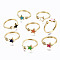 Brass Micro Pave Clear Cubic Zirconia Cuff Rings, Open Rings, with Enamel, Cadmium Free & Nickel Free & Lead Free, Star, Golden, Mixed Color, US Size 7 1/4(17.5mm)