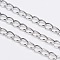 Iron Side Twisted Chain, Unwelded, with Spool, Lead Free & Nickel Free, Platinum Color, Size: Chains: about 7mm long, 5mm wide, 0.9mm thick, about 328.08 Feet(100m)/roll