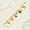 Summer Alloy Micro Pave Cubic Zirconia Charm Bracelets, Brass Cable Chain Bracelets for Women, Turtle, with Enamel & Resin, Golden, Inner Diameter: 7-1/8 inch(18cm)