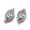 Anti-Tarnish Rhodium Plated 925 Sterling Silver Box Clasps, with 925 Stamp, with Cubic Zirconia, Oval, Clear, Platinum, 20x10x7.7mm, Hole: 1.4mm