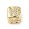Brass Micro Pave Clear Cubic Zirconia European Beads, Cube, Pisces, 8x8x7.5mm, Hole: 4.5mm