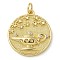 Rack Plating Brass Micro Pave Cubic Zirconia Pendants, Long-Lasting Plated, Lead Free & Cadmium Free, Flat Round Charms, Real 18K Gold Plated, 20.5x18.5x3mm, Hole: 3mm