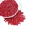 Transparent Glass Seed Beads, Glazing Style, Round, Crimson, 4~4.5mm, Hole: 1mm, about 4090pcs/pound