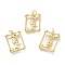 Brass Pendants, with Jump Rings, Long-Lasting Plated, Rectangle with Hand & Eye, Golden, 25x18x4mm, Hole: 3.5mm