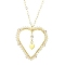Glass & Plastic Imitation Pearl Love Heart Pendant Necklaces, Heart Link Chain Necklaces, Golden, 28.19 inch(716mm)