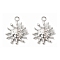 Brass Micro Pave Cubic Zirconia Pendants, Cadmium Free & Nickel Free & Lead Free, Sun, Real Platinum Plated, 16x12x2.5mm, Hole: 1.4mm