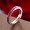 Colorful Birthstone Finger Rings, October, Stainless Steel with Rhinestone Stacking Rings for Women, Fuchsia, US Size 7(17.3mm)