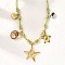 Summer Beach 304 Stainless Steel & Electroplated Natural Shell Pendant Adjustable Polyester Cord Necklaces for Women, with Ceramic & Imitation Pearl & Glass, Real 18K Gold Plated, Starfish, 23.23 inch(59cm)