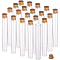 BENECREAT 15PCS 40ml Glass Test Tube with Cork Stopper Clear Flat Mini Glass Bottles Jars for Lab, Party Favors, Candy, Gumball, Spices, Beads