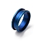 201 Stainless Steel Grooved Finger Ring Settings, Ring Core Blank, for Inlay Ring Jewelry Making, Blue, Size 9, 8mm, Inner Diameter: 19mm