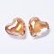 Glass Pendants, Heart, Sandy Brown, 42x43.5x15mm, Hole: 2mm