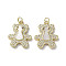 Brass Micro Pave Cubic Zirconia Pendants, Cadmium Free & Lead Free, with Shell, Panda, Real 18K Gold Plated, 21x17x3.5mm, Hole: 3mm