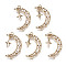 Brass Micro Pave Cubic Zirconia Links Connectors, Long-Lasting Plated, Moon & Star, Light Gold, Clear, 25x14x3mm, Hole: 1.2mm