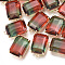 Two Tone Glass Pendants, with Brass Findings, Faceted, Rectangle, Golden, Colorful, 20.5x13x8mm, Hole: 1.5mm