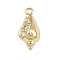Brass Micro Pave Cubic Zirconia Pendants, Conch Shape Charms, Rack Plating, Long-Lasting Plated, Cadmium Free & Lead Free, Real 18K Gold Plated, 16x8x7mm, Hole: 1.5mm