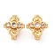 Brass Micro Pave Clear Cubic Zirconia Hook Clasps, Cadmium Free & Nickel Free & Lead Free, Cross, Real 18K Gold Plated, 10x9x8mm, Hole: 1.4mm
