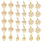 30Pcs 3 Style Rack Plating Brass Charms, with Jump Ring, Lead Free & Cadmium Free, Hollow, Heart/Star/Flat Round with Tree of Life Charm, Real 18K Gold Plated, 12~13x10~10.5x1.5mm, Hole: 3mm, 10pcs/style