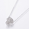 304 Stainless Steel Chain Necklaces, with Brass Micro Pave Cubic Zirconia Pendants, Stainless Steel Color, 18.3 inch(46.5cm), Pendant: 11x10x8.7mm