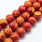Synthetic Malachite Beads Strands, Dyed, Round, Orange Red, 4mm, Hole: 0.6mm, about 95pcs/strand,  14.76 inch(37.5cm)
