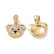 Brass Cubic Zirconia Pendants, Cadmium Free & Lead Free, Bear Head Charms, Real 18K Gold Plated, 16.5x20x4.5mm, Hole: 3.5x6.5mm