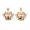 Brass Pendants, Nickel Free, with Brass Snap On Bails, Face, Real 18K Gold Plated, 18x20x5mm, Hole: 4.5x3mm