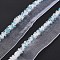 Organza Ribbon, with Glass Seed Beads, Garment Accessories, Sky Blue, 16~19mm