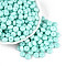 Opaque Baking Paint Glass Seed Beads, Round Hole, Rondelle, Turquoise, 8~8.5x5mm, Hole: 1.2~1.4mm, about 865pcs/pound