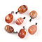 Natural Red Agate Pendants, Nuggets Charms with 201 Stainless Steel Snap on Bails, Stainless Steel Color, 19~28x13~18x13~18mm, Hole: 7x4mm