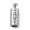 Non-Tarnish Openable 304 Stainless Steel Urn Ashes Pendants, with Jump Ring, Hexagon with Rune Charm, Stainless Steel Color, 35x13x11.5mm, Hole: 5.8mm