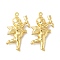 Rack Plating Brass Pendants, Long-Lasting Plated, Cadmium Free & Nickel Free & Lead Free, Angel, Real 18K Gold Plated, 29x16.5x5mm, Hole: 1mm