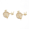 Brass Micro Pave Cubic Zirconia Pendants, Long-Lasting Plated, Planet, Universe Space Charms, Golden, Clear, Planet: 27x20x4mm, Star: 13x10x2.5mm , Hole: 1mm and 1.4mm
