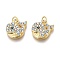 Brass Micro Pave Clear & Sky Blue Cubic Zirconia Charms, with Jump Rings, Long-Lasting Plated, Whale Shape, Real 18K Gold Plated, 12x12.5x3mm, Hole: 2mm