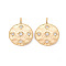 Brass Micro Pave Clear Cubic Zirconia Pendants, Nickel Free, Textured, Flat Round with Star, Real 18K Gold Plated, 20x15.5x1.5mm, Hole: 2mm