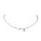 Brass Micro Pave Grade AAA Cubic Zirconia Letter Pendant Necklaces, Heart & Round Baking Painted Pearlized Glass Pearl Beaded Necklaces for Women, Letter O, 15.20 inch(38.6cm)