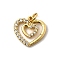 Brass Micro Pave Cubic Zirconia Pendants, Heart Charms, Lead Free & Cadmium Free, Long-Lasting Plated, with Jump Ring, Real 18K Gold Plated, 13x14x2mm, Hole: 3mm