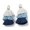 Polycotton Tassel Pendant Decorations, with Iron Loops, Azure, 34~45x4~5mm, Hole: 3mm