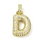 Brass Micro Pave Clear Cubic Zirconia Pendants, Cadmium Free & Nickel Free & Lead Free, Real 18K Gold Plated, Letter D, 29.5mm, Hole: 4.8x3.5mm, Pendant: 23.5x16x5.5mm