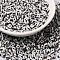 6/0 Opaque Colours Seep Glass Seed Beads, Round Hole, Round with Stripe Pattern, Gray, 3~4.5x3~4.5mm, Hole: 1.2~1.5mm