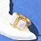 Rectangle 304 Stainless Steel White Shell Cuff Rings for Women, Ion Plating(IP), Real 18K Gold Plated, US Size 7 1/4(17.5mm)