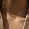 Heart Letter Brass Micro Pave Clear Cubic Zirconia Initial Lariat Necklaces, Golden, Letter P, 13.78~17.72 inch(35~45cm)