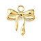 304 Stainless Steel Pendants, Ion Plating(IP), Bowknot Charms, Real 14K Gold Plated, 16.5x15.5x1.8mm, Hole: 2mm