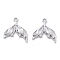 Brass Micro Pave Cubic Zirconia Pendants, Cadmium Free & Nickel Free & Lead Free, Fishtail Charms, Platinum, 18.5x15x3.5mm, Hole: 1.5mm