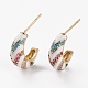 Серьги-кольца из латуни с микропаве и кубическим цирконием EJEW-C502-05G-D-1